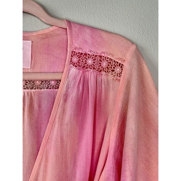 Johnny Was x Amanda Bond Pink Ombre SizeL Handmade in Malibu Boho Flutter Sleeve - Picture 6 of 16